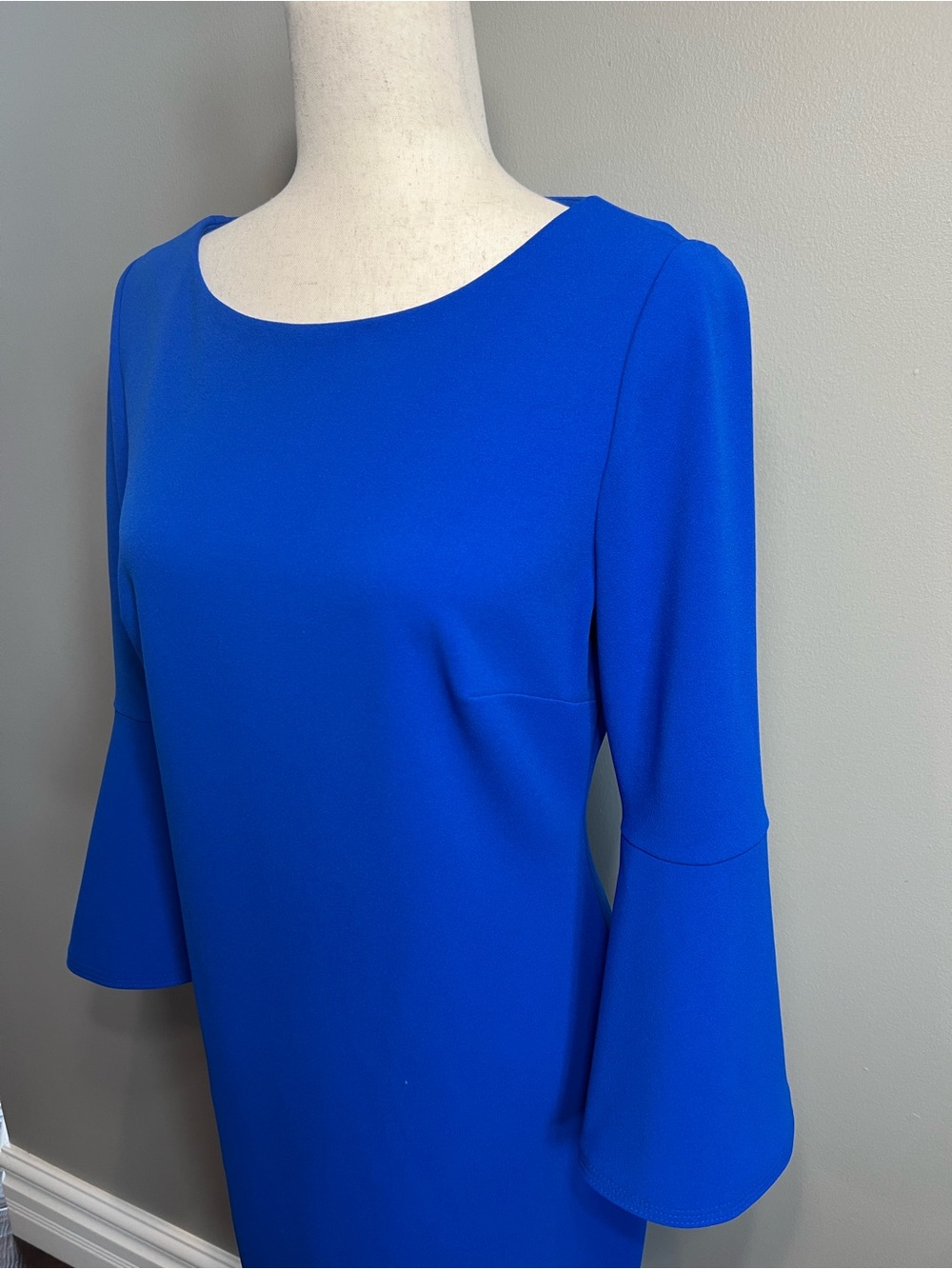 Calvin Klein Royal Blue Bell-Sleeve Sheath Dress - Picture 3 of 6